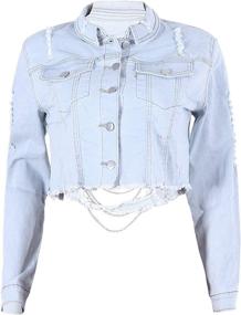 img 4 attached to PAODIKUAI Womens Distressed Cropped Backless Women's Clothing for Coats, Jackets & Vests