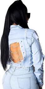 img 1 attached to PAODIKUAI Womens Distressed Cropped Backless Women's Clothing for Coats, Jackets & Vests