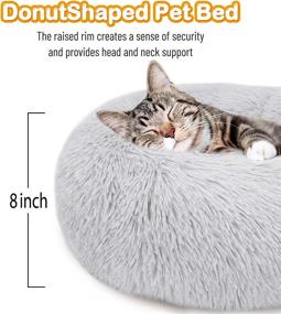 img 1 attached to 🐾 Cozy 20 Inch Round Donut Cuddler Cat Bed – Self-Warming Plush Cushion for Indoor Cats and Small Dogs – Snuggle Puppy Sofa – Washable Marshmallow Soft Pet Bed in Grey