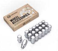 premium chrome silver bulge lug nuts - 20pcs/1/2x20 threads/1.75 inch length - et style/cone conical taper seat shank - closed end - compatible with 5lug vehicles wheels logo