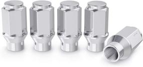 img 1 attached to Premium Chrome Silver Bulge Lug Nuts - 20pcs/1/2x20 Threads/1.75 inch Length - ET Style/Cone Conical Taper Seat Shank - Closed End - Compatible with 5Lug Vehicles Wheels