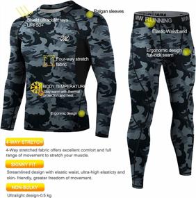 img 3 attached to Men'S Thermal Underwear Set, Winter Base Layer Tops & Long Johns For Cold Weather Skiing And Heat Retention