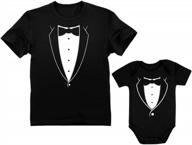 father & son printed tuxedo with bow-tie: men's t-shirt & baby bodysuit - perfect for formal occasions logo