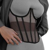 women's topmelon mesh open cup lace up boned bustier underbust corset waist cincher belt top logo