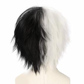 img 1 attached to Men'S Short Wavy Black & White Cosplay Costume Wig + Cap For Halloween Party