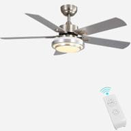 finxin indoor ceiling fan light fixtures remote led 48 brushed nickel ceiling fans for bedroom,living room,dining room including motor,remote switch (48" 5-blades) logo