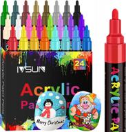 24 colors acrylic paint marker pens - 2.5mm medium point for wood, canvas, stone, rock painting, glass and ceramic surfaces diy crafts making art supplies by ivsun (24 pcs) logo
