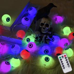img 4 attached to Жутко и весело: осветите свой декор на Хэллоуин с помощью 30 светодиодных гирлянд для глаз ILLUMINEW - водонепроницаемые, 8 режимов, дистанционное управление и питание от батареек!