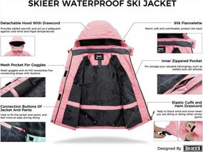 img 2 attached to Skieer женская водонепроницаемая лыжная куртка ветрозащитная куртка от дождя зимнее теплое пальто с капюшоном