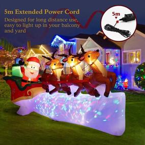 img 1 attached to 10.8 FT Waterproof LED Light Up Santa Claus Sleigh Christmas Deer Outdoor Decorations - Lewondr Inflatable Xmas Yard Garden Holiday Party Decorations