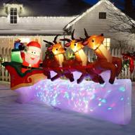 10.8 ft waterproof led light up santa claus sleigh christmas deer outdoor decorations - lewondr inflatable xmas yard garden holiday party decorations logo