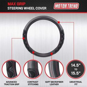 img 3 attached to 🚘 Maximize Control and Comfort with Motor Trend MaxGrip Black Steering Wheel Cover - Premium 15 inch Size for Truck Van SUV Auto