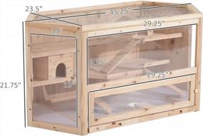 img 2 attached to PawHut 3-Tier Extra Large Wooden Hamster Cage With Seesaw, Ladder & Feeding Bowl