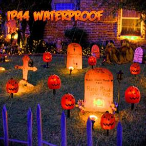 img 1 attached to PEIDUO 4PK Halloween Yard Stakes With 20LT Warm White Lights, Pumpkin Pathway Lights For Outdoor Driveway Walkway Garden Lawn Decor, Sidewalk Decorations