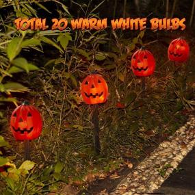 img 3 attached to PEIDUO 4PK Halloween Yard Stakes With 20LT Warm White Lights, Pumpkin Pathway Lights For Outdoor Driveway Walkway Garden Lawn Decor, Sidewalk Decorations