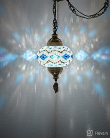 img 3 attached to (8 Colors) DEMMEX Turkish Moroccan Mosaic Swag Plug In Pendant Ceiling Hanging Light With 15Feet Cord Decorated Chain &Amp