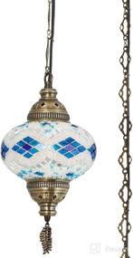 img 2 attached to (8 цветов) DEMMEX Турецкая марокканская мозаика Swag Plug In Подвесной потолочный светильник с 15-футовым шнуром Украшенная цепочка и усилитель