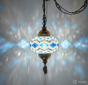 img 4 attached to (8 Colors) DEMMEX Turkish Moroccan Mosaic Swag Plug In Pendant Ceiling Hanging Light With 15Feet Cord Decorated Chain &Amp