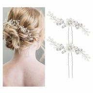 silver rhinestone and pearl bridal hair pins - edary wedding floral headpiece for brides and bridesmaids (set of 2) logo
