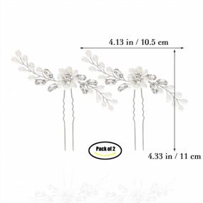 img 2 attached to Silver Rhinestone And Pearl Bridal Hair Pins - Edary Wedding Floral Headpiece For Brides And Bridesmaids (Set Of 2)