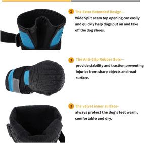 img 2 attached to 4-Pack Waterproof Dog Snow Boots with Non-Slip Rubber Soles | Earth-Friendly Dog Rain Boots for Winter Warmth | Adjustable Reflective Straps for Walking, Running, Hiking | Paw Protectors, Dog Shoes, Booties