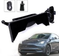 📱 car cell phone holder for tesla model 3 model y - wireless charger & sunglass holder - auto sense open & clamp - compatible with three charging magnetic heads logo