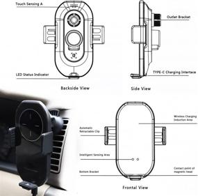 img 1 attached to 📱 Car Cell Phone Holder for Tesla Model 3 Model Y - Wireless Charger & Sunglass Holder - Auto Sense Open & Clamp - Compatible with Three Charging Magnetic Heads