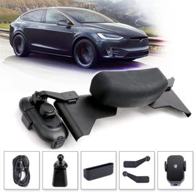 img 2 attached to 📱 Car Cell Phone Holder for Tesla Model 3 Model Y - Wireless Charger & Sunglass Holder - Auto Sense Open & Clamp - Compatible with Three Charging Magnetic Heads