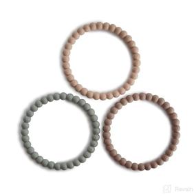 img 4 attached to 🌸 Mushie Pearl Teether Bracelet: 3-Pack (Clary Sage/Tuscany/Desert Sand) - Stylish and Soothing Teething Solution