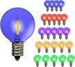 25 pack sunthin g40 colored led bulbs - red/green/blue/orange/purple multicolor with e12 base, shatterproof replacement bulbs for globe string lights indoor & outdoor use logo