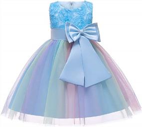 img 2 attached to Girls Rainbow Tutu Floral Dress Pageant Gown - JerrisApparel Flower Girl Party Dress