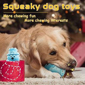 img 1 attached to Durable And Squeaky Christmas Dog Toys For Aggressive Chewers - Made With Non-Toxic Natural Rubber (Blue)