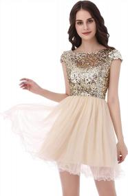 img 4 attached to Sarahbridal Womens Short Tullle Sequins Homecoming Dresses Mine Prom Party Gowns