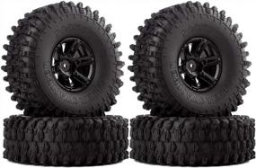 img 4 attached to Black 1.9 Inch Tyre Set With Beadlock Wheel Rim And Rubber Tires For Axial SCX10 90046 1/10 RC Crawler - Set Of 4