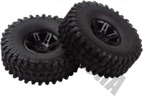 img 1 attached to Black 1.9 Inch Tyre Set With Beadlock Wheel Rim And Rubber Tires For Axial SCX10 90046 1/10 RC Crawler - Set Of 4