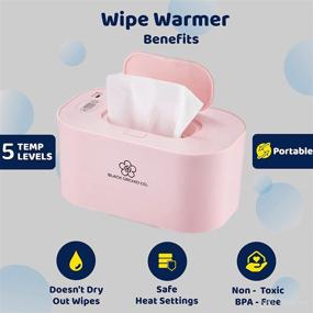 img 1 attached to 👶 Black Orchid Co. Baby Wipe Warmer: Portable and Temp-Controlled with 5 Heat Settings, LCD Display, and Dispenser for Heated Diaper Wipes in Pink