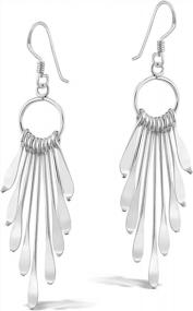 img 3 attached to Make A Statement With Shimmering Fan Sterling Silver Dangle Earrings From AeraVida, 0.79X2.28 In