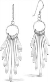 img 4 attached to Make A Statement With Shimmering Fan Sterling Silver Dangle Earrings From AeraVida, 0.79X2.28 In