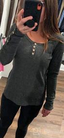 img 5 attached to Women'S Ribbed Knit Henley T-Shirt With Button Down Design, Slim Fit, And Scoop Neckline