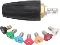 styddi turbo pressure washer nozzle set - 3600 psi, 3.0gpm, rotating nozzle with multiple degree options, 3.0 orifice, quick-connect, includes second story nozzle logo