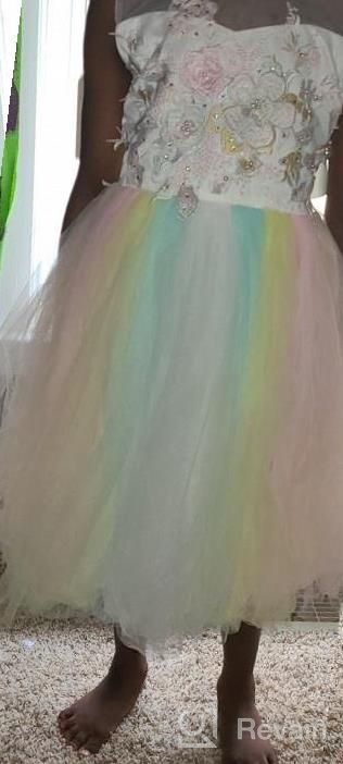img 1 attached to 🌈 Meiqiduo 2-14T Rainbow Flower Girls Dress with Tulle, 3D Embroidery, Ideal for Princess Party, Birthday, and Formal Occasions review by Black Croom