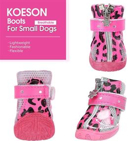 img 3 attached to 🐾 KOESON Small Dog Shoes, Puppy Breathable Dog Boots Anti-Slip Mesh Booties for Doggie with Reflective Zipper, Pet Shoes Year-Round Paw Protector with Adjustable Strap for Outdoor Activities - Pink Size 2