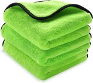 🚗 batoca 3-piece car drying towel set: ultra-thick 1200gsm microfiber cloth for superior absorbency - lint free car/interior drying towel - reusable 16 x 16 inches логотип