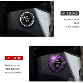 img 3 attached to 💎 Sparkling Diamond Purple Bling Car Button Start Cover for Women - Enhance Style and Glamour with Shiny Crystal Rhinestone Key Ignition and Knob Trim Ring