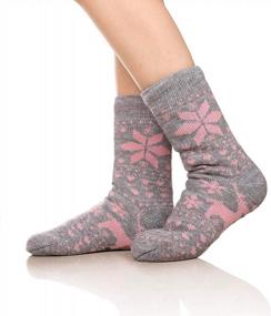 img 2 attached to FRALOSHA Fuzzy Warm Slipper Socks Women Winter Floor Socks Super Soft Lined With Grippers Reading Socks Cozy Sleeping Reindeer Socks