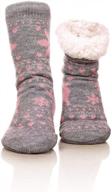 fralosha fuzzy warm slipper socks women winter floor socks super soft lined with grippers reading socks cozy sleeping reindeer socks logo