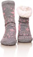 fralosha fuzzy warm slipper socks women winter floor socks super soft lined with grippers reading socks cozy sleeping reindeer socks логотип