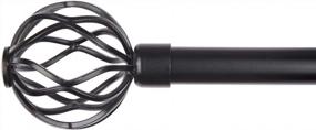 img 2 attached to WL.Rocaille 3/4" Diameter Decorative Window Treatment Single Rod Set With Round Cage Finials, Single Curtain Rod Adjusts From 48" To 84",Black