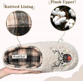 img 2 attached to Plaid Women'S Memory Foam Slippers With Arch Support And Non-Slip Sole - Cozy House Shoes For Indoor/Outdoor Use, Warm Fuzzy Lining For Winter Comfort