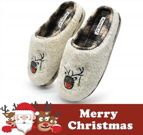 img 3 attached to Plaid Women'S Memory Foam Slippers With Arch Support And Non-Slip Sole - Cozy House Shoes For Indoor/Outdoor Use, Warm Fuzzy Lining For Winter Comfort